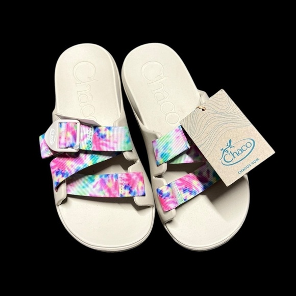 🌻NEW w.tags Chaco Light Tie Dye Chillos Slides - Women's Size 7 - Picture 1 of 12